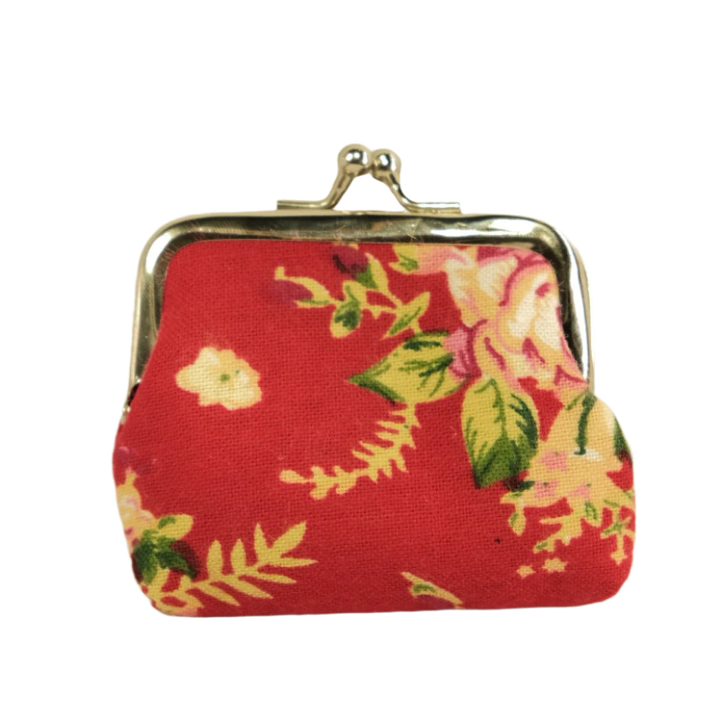 Red Flower Pattern Rosary Purse