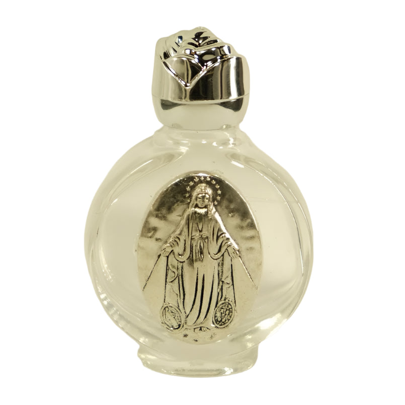 Small Glass Bottle For Holy Water (Silver)